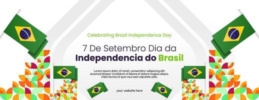 Brazil Independence Day banner in modern colorful geometric style. National Independence Day greeting card with typography. Horizontal background for national holiday celebration party vector