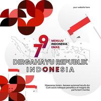 Happy Indonesian Independence Day background in geometric style. Happy Indonesia National Day cover with typography. Vector Illustration. Suitable for greeting cards, ads banner and party invitations