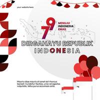 Happy Indonesian Independence Day background in geometric style. Happy Indonesia National Day cover with typography. Vector Illustration. Suitable for greeting cards, ads banner and party invitations