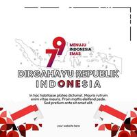 Happy Indonesian Independence Day background in geometric style. Happy Indonesia National Day cover with typography. Vector Illustration. Suitable for greeting cards, ads banner and party invitations