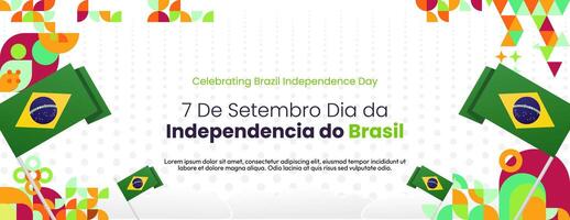 Brazil Independence Day banner in modern colorful geometric style. National Independence Day greeting card with typography. Horizontal background for national holiday celebration party vector