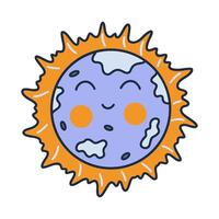 Full solar eclipse. Hand drawn vector clip art