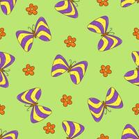 Seamless pattern with abstract butterflies and flowers. Vector