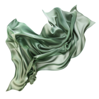 AI generated Abstract green wavy silk or satin PNG