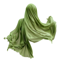 AI generated Smooth elegant green silk or satin cloth flying PNG