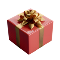 AI generated Red gift box with golden bow png