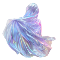 AI generated Ghost inside holographic wavy silk fabric PNG