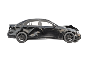 AI generated Brandless black sedan car accident PNG