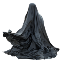 AI generated Ghost inside black fabric with folds isolated on transparent background png