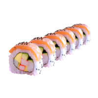 AI generated Sushi roll with salmon, avocado, cucumber, cream cheese, nori and red caviar PNG