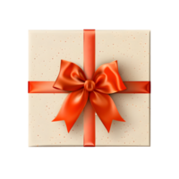 AI generated Top view realistic gift box with red bow PNG