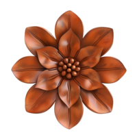 AI generated wooden flower isolated on transparent background png