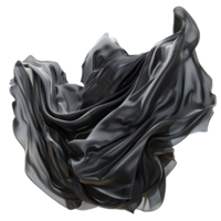 AI generated Black wavy silk or satin isolated on transparent background png