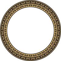 Vector gold and black Kazakh national round pattern, frame. Ethnic ornament of the nomadic peoples of Asia, the Great Steppe, Kazakhs, Kirghiz, Kalmyks, Mongols, Buryats, Turkmens