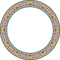 Vector colored round classical ornament of the renaissance era. Circle, ring european border, revival style frame