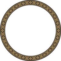 Vector golden round Belarusian national ornament. Ethnic circle gold border, Slavic peoples frame
