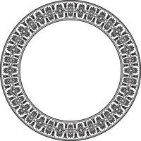 Vector black monochrome round ornament ring of ancient Greece. Classic pattern frame border Roman Empire.