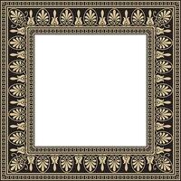 Vector gold and black square classical Greek ornament. European ornament. Border, frame Ancient Greece, Roman Empire.