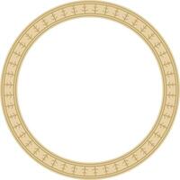 Vector gold round Yakut ornament. Endless circle, border, frame of the northern peoples of the Far East