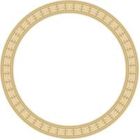 Vector gold round Yakut ornament. Endless circle, border, frame of the northern peoples of the Far East