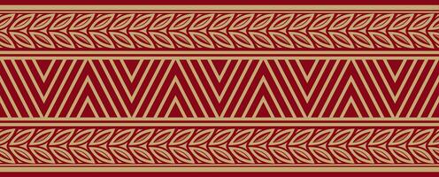 Vector gold and red seamless Yakut ornament. Endless border, frame of the northern peoples of the Far East
