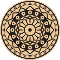 Vector golden and black round ancient persian ornament. National Iranian circle of ancient civilization. Baghdad