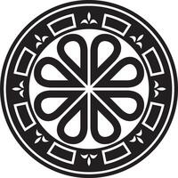 Vector black monochrome round ancient Byzantine ornament. Classical circle of the Eastern Roman Empire, Greece. Pattern motifs of Constantinople.
