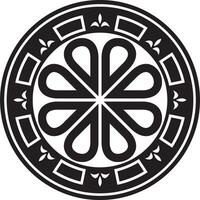 Vector black monochrome round ancient Byzantine ornament. Classical circle of the Eastern Roman Empire, Greece. Pattern motifs of Constantinople.