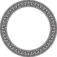 Vector monochrome round oriental ornament. Arabic patterned circle of Iran, Iraq, Turkey, Syria. Persian frame, border. For sandblasting, laser and plotter cutting