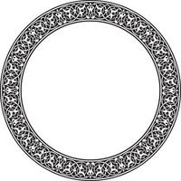 Vector monochrome round oriental ornament. Arabic patterned circle of Iran, Iraq, Turkey, Syria. Persian frame, border. For sandblasting, laser and plotter cutting