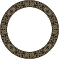 Vector golden and black square Yakut ornament. An endless rectangular border, a frame of the northern peoples of the Far East