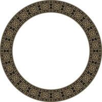 Vector golden and black square Yakut ornament. An endless rectangular border, a frame of the northern peoples of the Far East