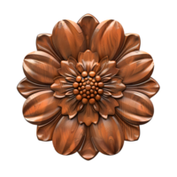 AI generated Top view wooden flower isolated on transparent background png