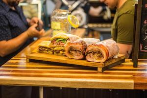 Italian food in a market - paying photo