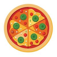 cartoon isolated vector image of a pizza. cartoon fast food pizza sticker