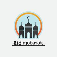 eid Mubarak icono logo islámico y ramdhan religión ilustración logo diseño vector mezquita