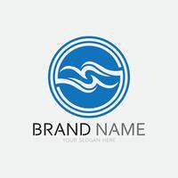 wave and water Isolated round shape logo Blue color logotype Flowing water image. Sea, ocean, river surface vector