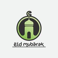 eid Mubarak icono logo islámico y ramdhan religión ilustración logo diseño vector mezquita