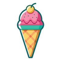 hielo crema cono dibujos animados vector y ilustración. hielo crema dulce comida icono crema de colores contorno