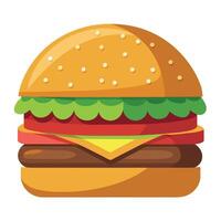 Delectable cartoon vector artwork of a cheeseburger. Cartoon icon of a burger with cheese.