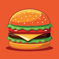 Delectable cartoon vector artwork of a cheeseburger. Cartoon icon of a burger with cheese.