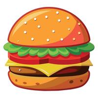 Delectable cartoon vector artwork of a cheeseburger. Cartoon icon of a burger with cheese.