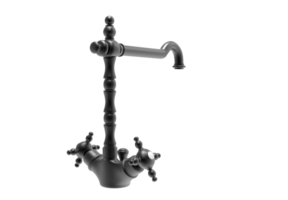 a black faucet with a handle on a white background png