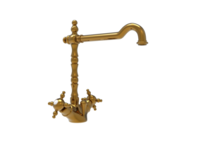 a golden faucet with a handle on a transparent background png