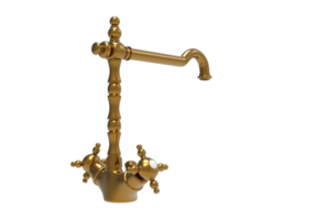 ein golden Wasserhahn auf ein transparent Hintergrund png