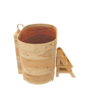 een houten bad met een ladder en een houten stap png