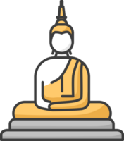 Boeddha icoon, Thailand vlak pictogrammen, vlak kleur lijn. png