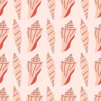 Sea shells seamless pattern. Trendy pattern of seashells for wrapping paper, wallpaper, stickers, notebook cover, cards, scrapbooking vector