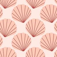 Sea shells seamless pattern. Trendy pattern of seashells for wrapping paper, wallpaper, stickers, notebook cover, cards, scrapbooking vector