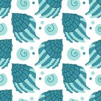 Sea shells seamless pattern. Trendy pattern of seashells for wrapping paper, wallpaper, stickers, notebook cover, cards, scrapbooking vector